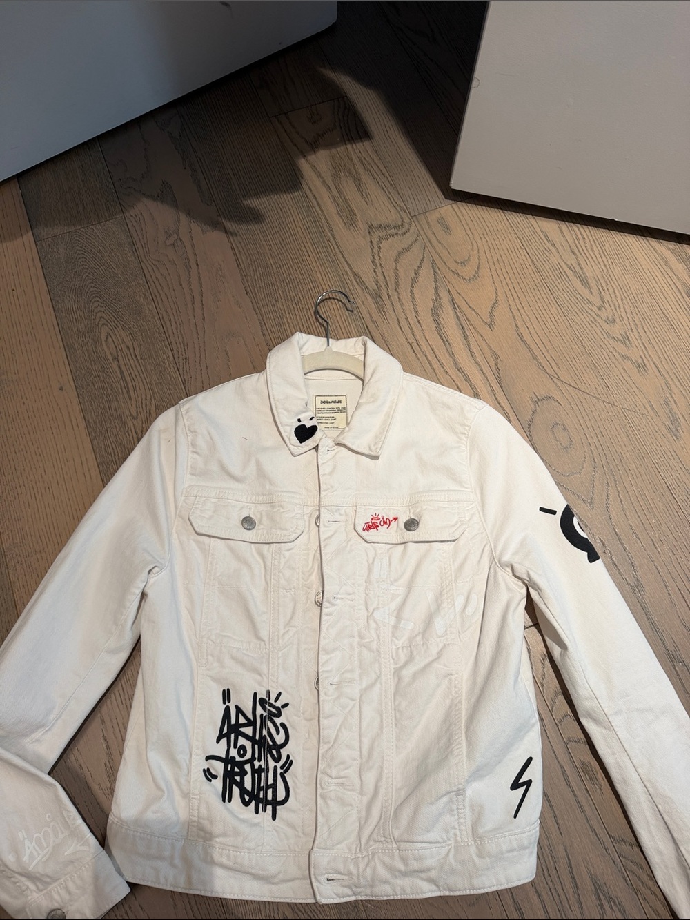 Zadig & Voltaire White Graphic Embellished Denim Jacket